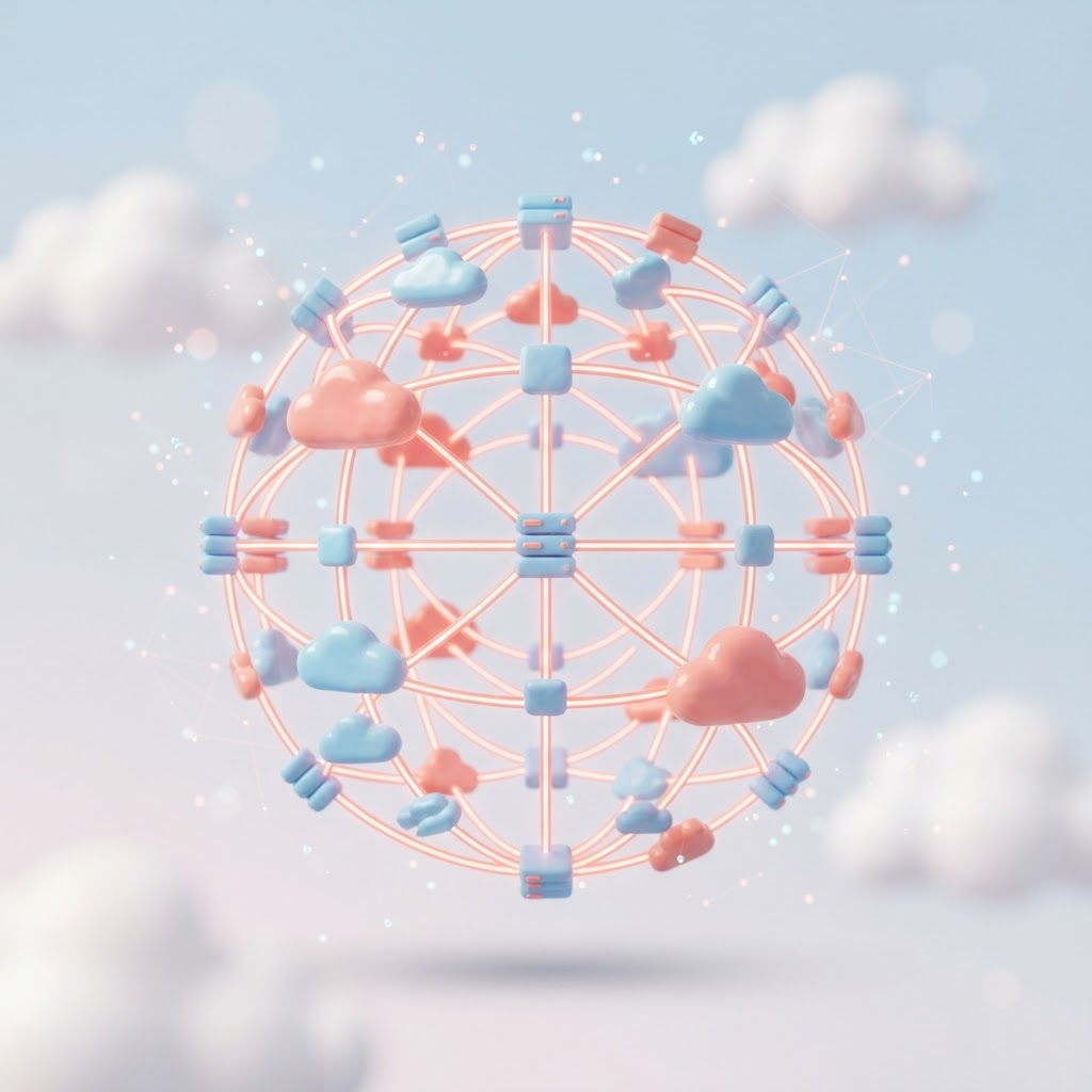 Illustration of connected cloud infrastructure nodes
